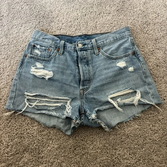 Levi's 501 Original Fit High Rise Shorts SZ 29 - Picture 3 of 6